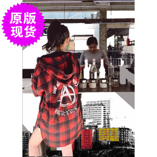洋气新店混搭王 2021新款春夏防晒薄外套中长背帽衬衫女格子衬衫