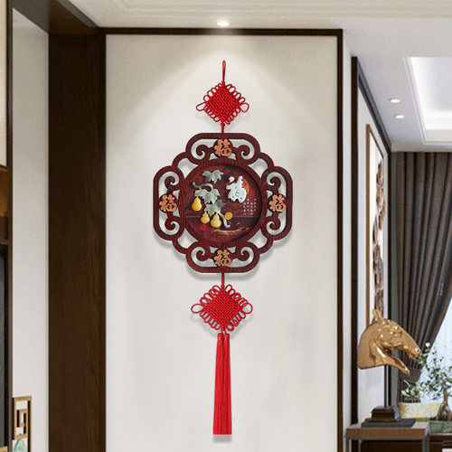 客厅新中式壁饰装饰挂件天然玉石