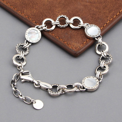 女925纯银唯美百搭双色石手链