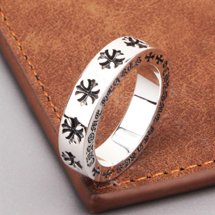 纯银饰复古十字架字母forever永恒戒指男女气质百搭个性 情侣指环