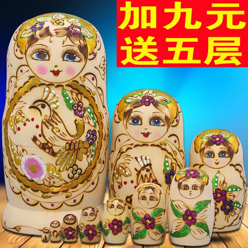 俄罗斯套娃10层正品儿童益智玩具椴木十层风干手工品礼物包邮A09