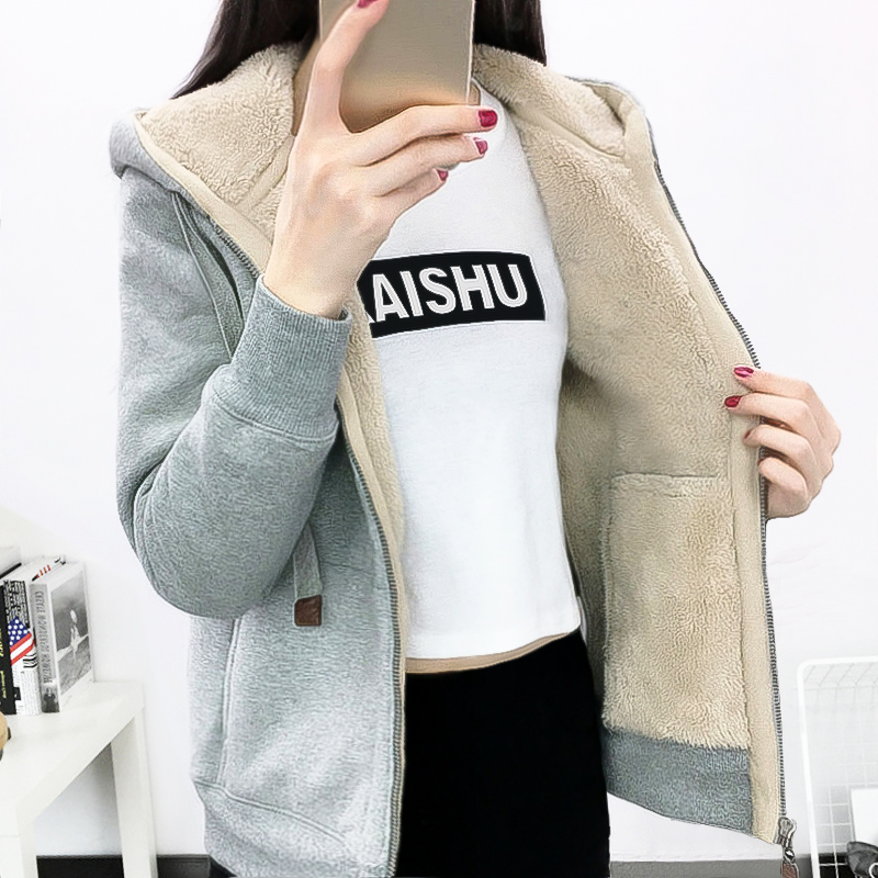 0开衫拉链冬季加绒加厚保暖卫衣