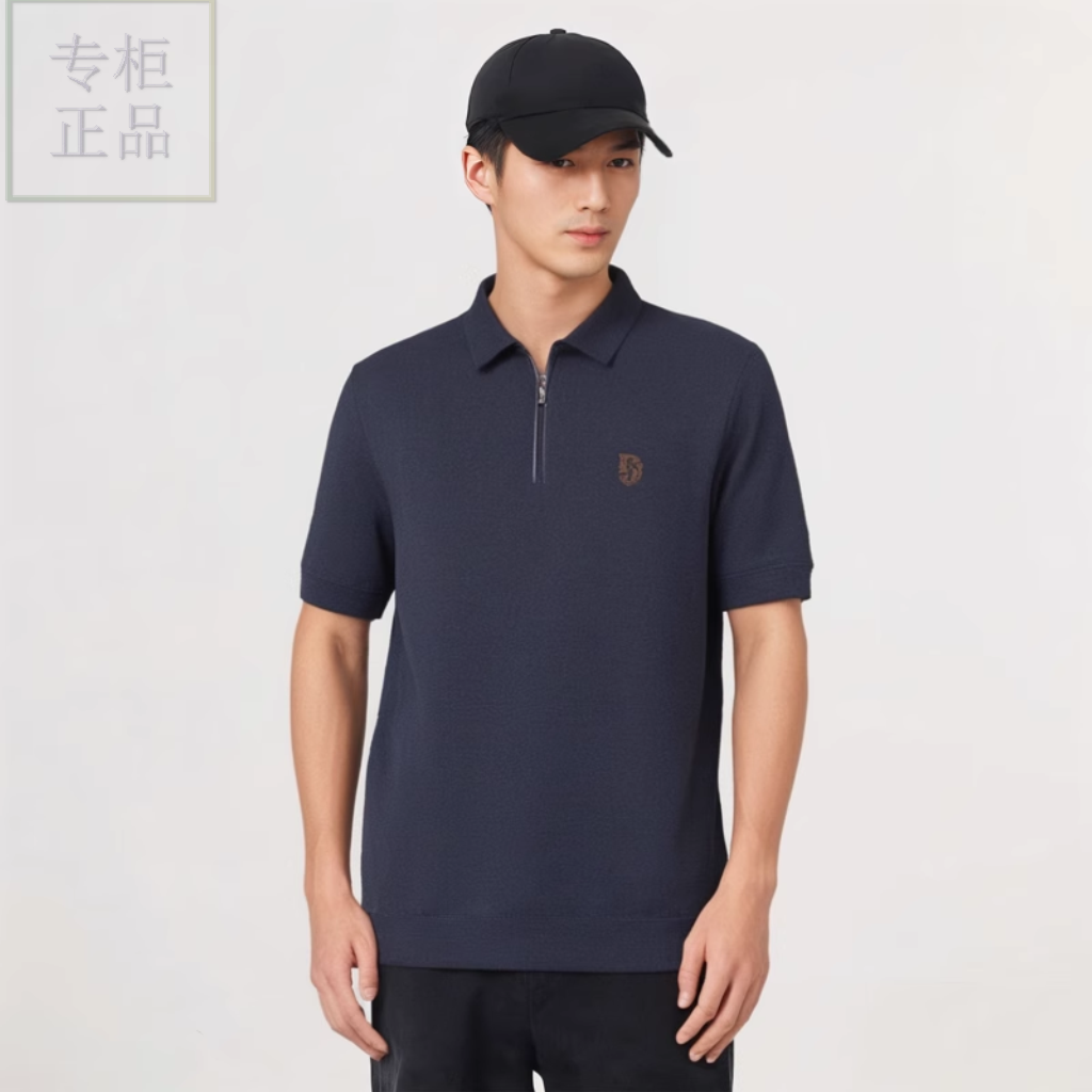 S243081030爱登堡男装2024年秋装新款商务休闲短袖圆领T恤打底衫