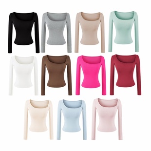 弹力显瘦基础款 打底衫 内搭上衣 日常通勤百搭纯色 恤 长袖 修身