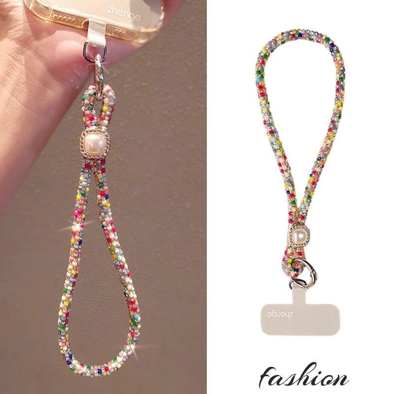 日本PAREO DOLL手机挂绳短款手腕多彩镶水钻挂链小香风闪钻吊坠壳