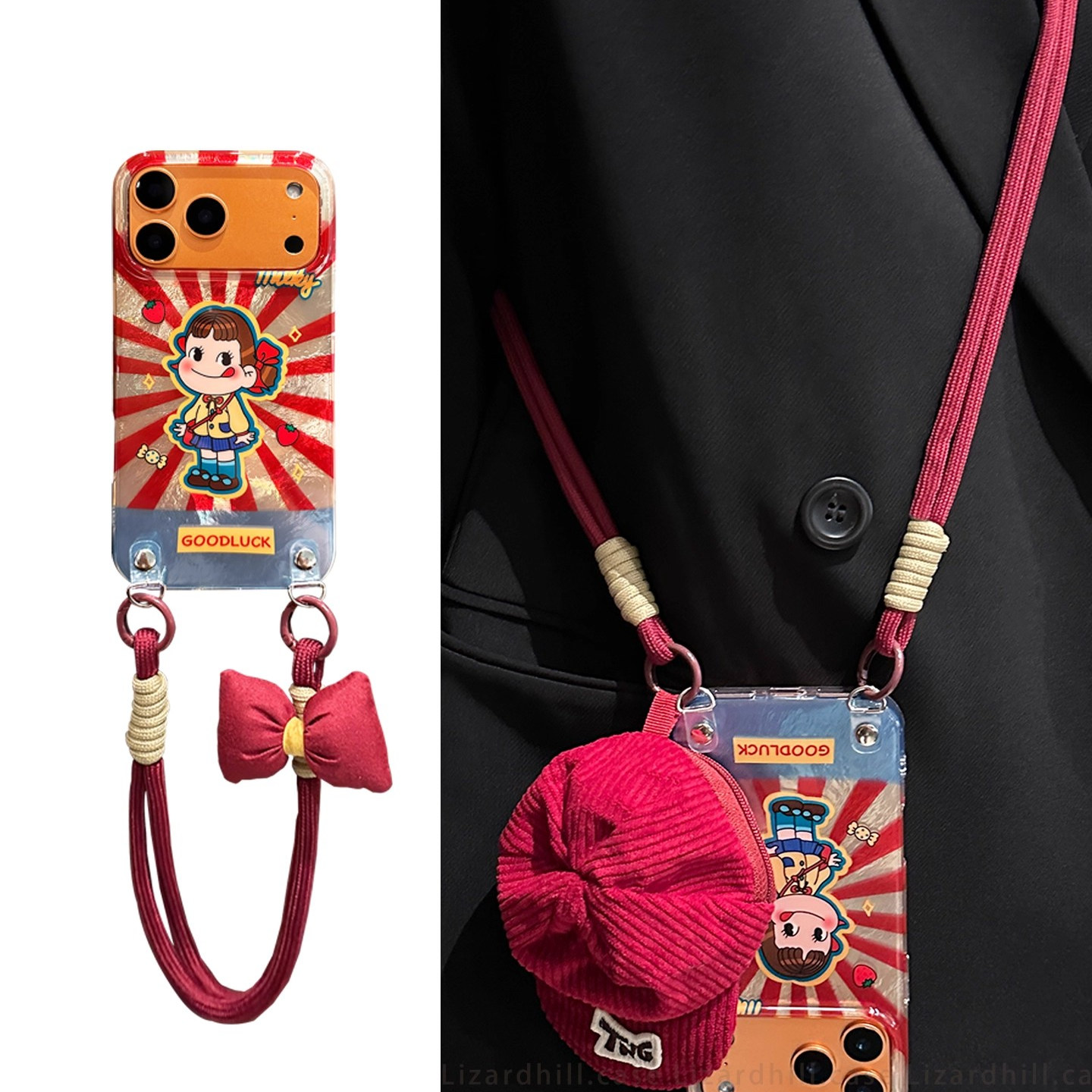 日本PAREO DOLL适用苹果17promax手机壳新款16pro少女心phone15斜挎可背带挂绳14pro红色13超好看