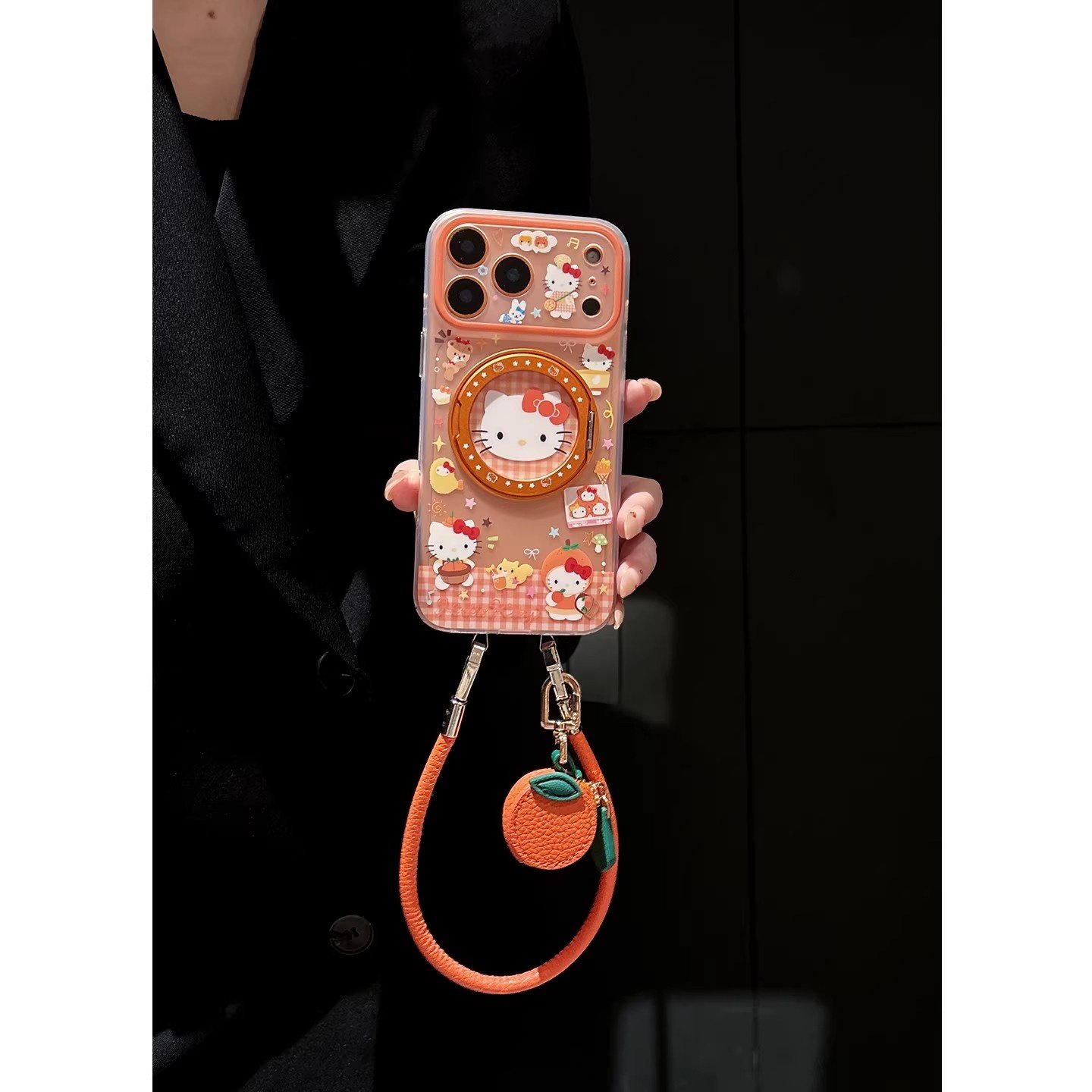 日本DEMIU支点壳橙格纹猫适用苹果17promax手机壳iphone16新款15Pm防摔14Pro好运保护Magsafe磁吸17带支架,3C数码配件,手机保护套/壳,淘宝优惠券,粉丝福利购,淘宝优惠卷