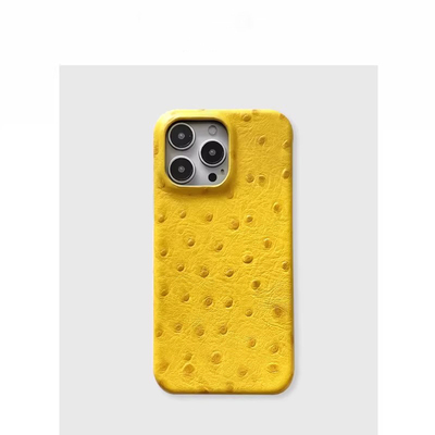 日本PAREO DOLL复古贵气鸵鸟双色压纹适用iphone16promax牛皮半包手机壳适用15/14手机保护套小众原创苹果13