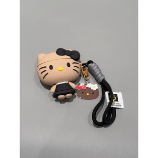 日本DEMIU名媛风可爱黑皮猫防尘塞适用AirPods4代耳机壳Pro3苹果蓝牙AirPodsPro2代软1/2代硅胶3代