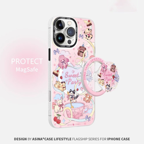 日本PAREC DOLL适用iPhone16Promax手机壳14磁吸支架苹果16保护套防摔创意15plus全包12网红p13Pro新款高级女