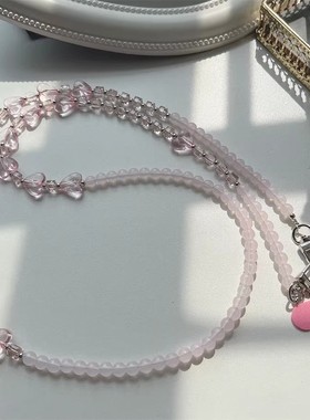 日本DEMIU少女心粉嫩爱心手机壳斜跨链包包斜跨绳ccd链条拍立得链