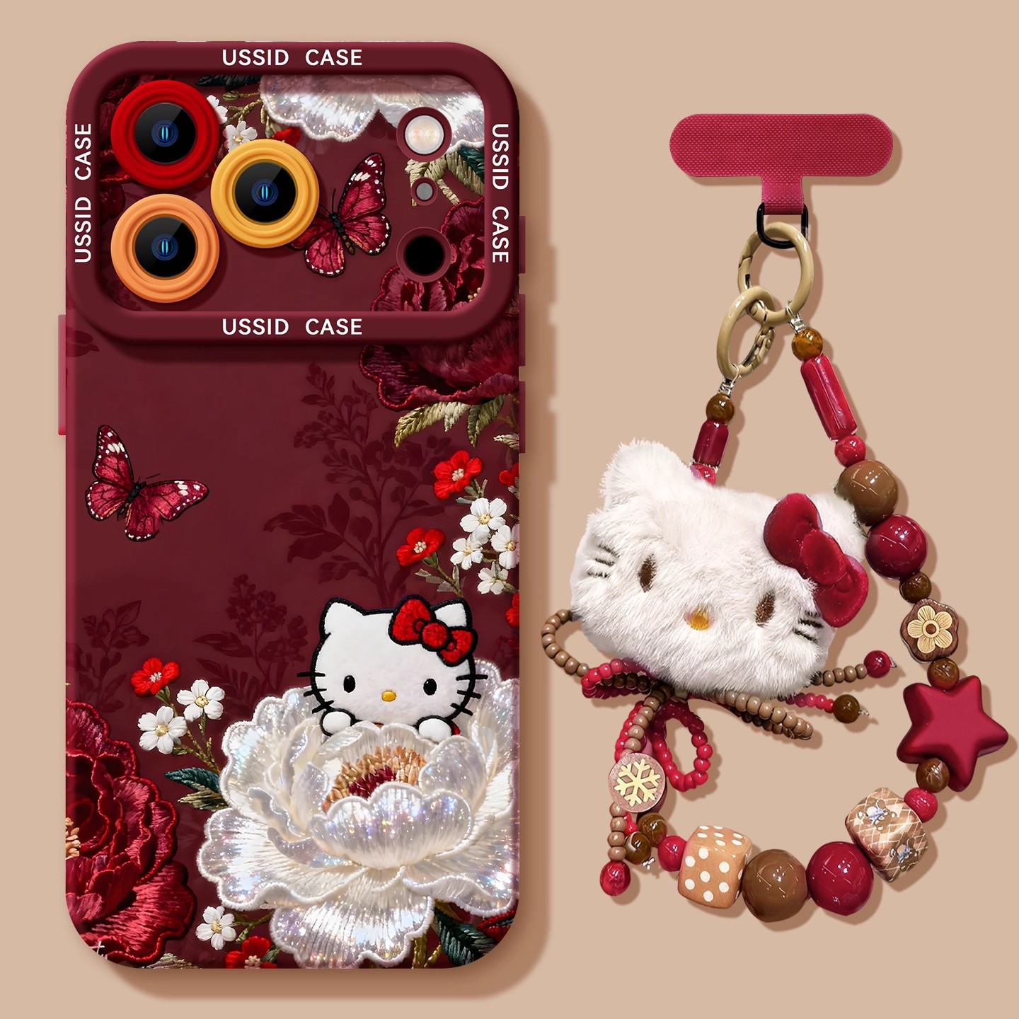 日本DEMIU适用苹果17手机壳iphone17promax新款新年猫咪16promax可爱小猫红色14带挂链15promax春节17pro