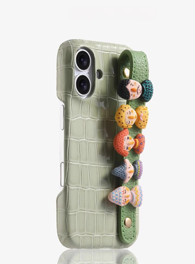 日本PAREO DOLL绿色鳄鱼纹公仔腕带适用苹果手机壳16promax套iphone15promax防摔16pro硅胶苹果15全包13女14