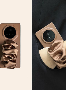 日本PARCE DOLL奶茶色适用华为mateX6折叠屏X5手机壳mate70pro保护套p60弹力腕带pura70ultra全包防摔Meta50