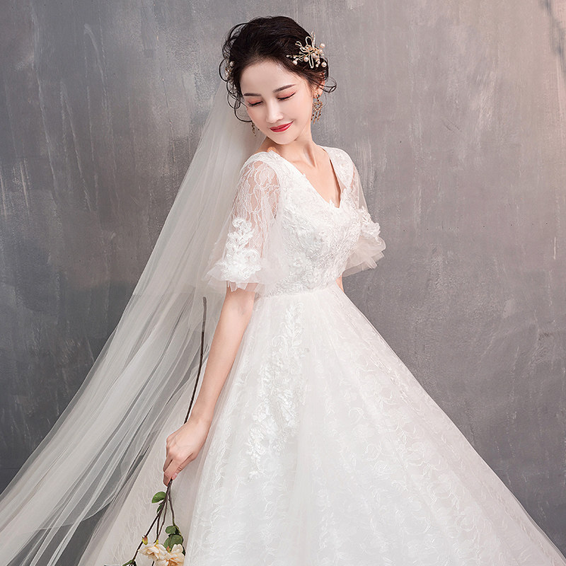 孕妇轻主婚纱礼服2020新款高腰遮孕肚大码胖mm新娘结婚齐地出门女