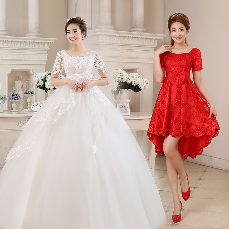  Wedding dress, with short sleeve+5XL   + $28.60 
