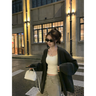 阿一 懒人开衫 厚实保暖毛衣外套女秋冬慵懒中长款外搭针织上衣