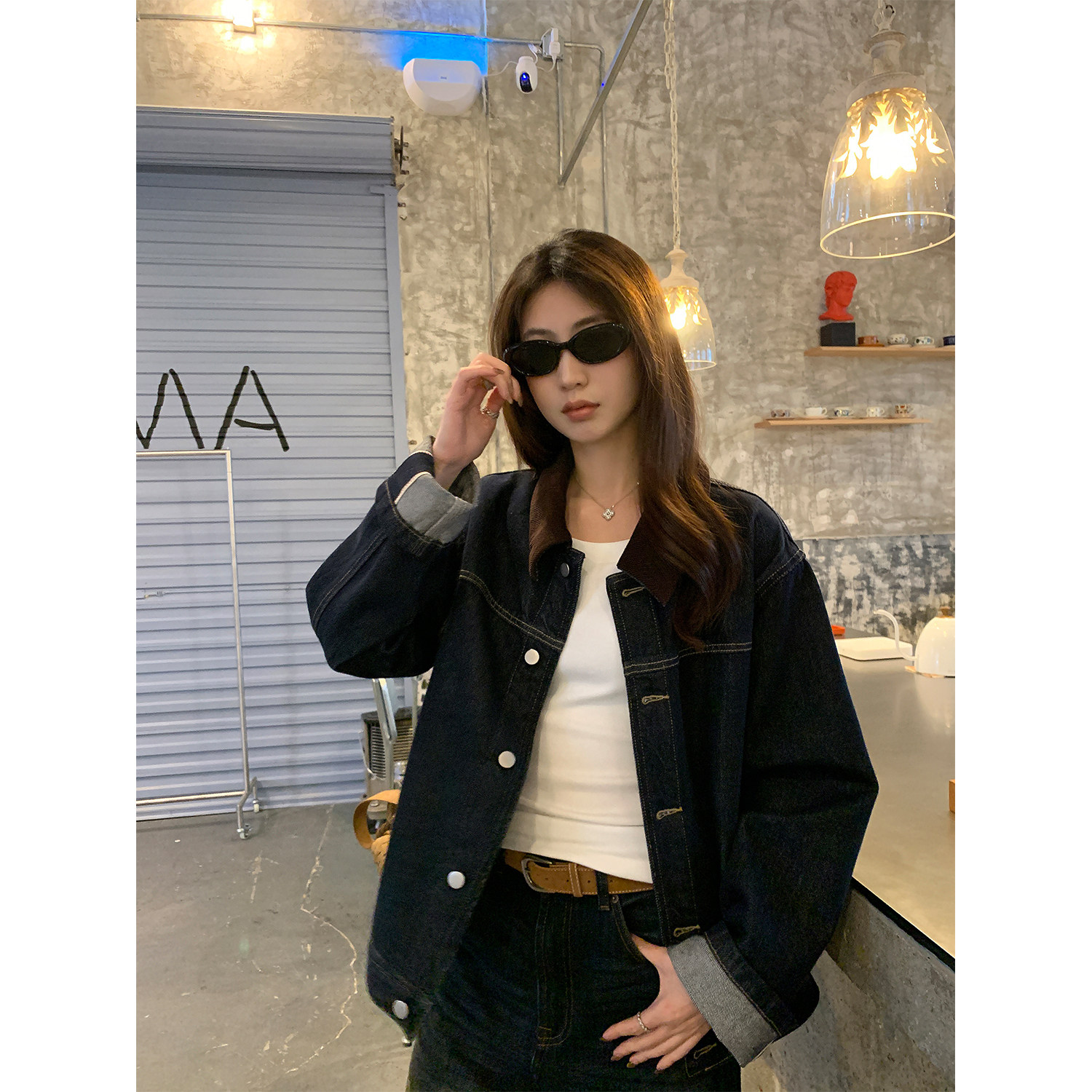 阿一 独家调性 定制日本冈山牛仔外套女秋季莱赛尔美式上衣夹克