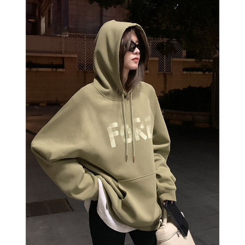 阿一  Citywalk 美式连帽卫衣女秋季慵懒风oversize复古休闲外套