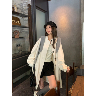 阿一 亚麻手工锋线抽绳圆领风衣女秋季2026新款气质中长款外套