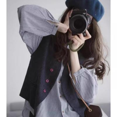 日系设计感复古叠穿马甲套装