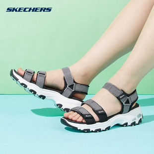 skechers斯凯奇女鞋 31657 LTPK 魔术贴厚底增高轻质休闲沙滩凉鞋