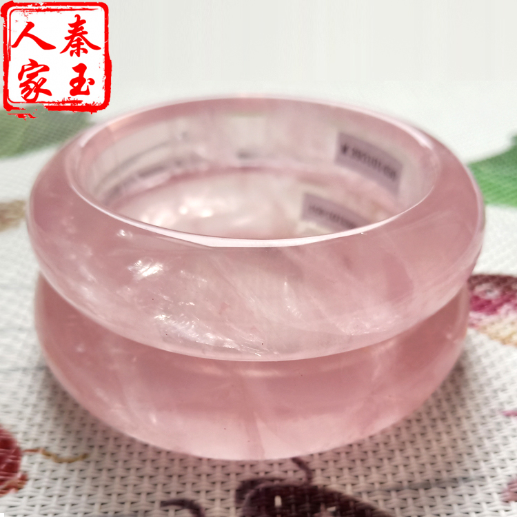 天然水晶手镯 天然芙蓉石镯子 粉水晶芙蓉玉招桃花玉髓手环