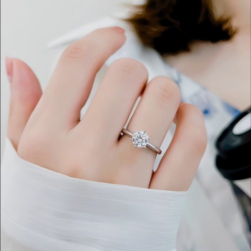 足银999莫桑石1克拉情侣对戒