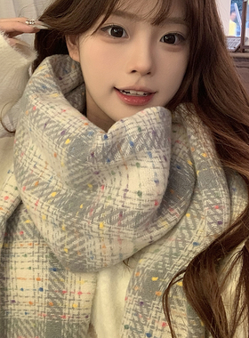 韩系ins显白格子围巾女2025新款秋冬学生情侣时尚百搭保暖围脖