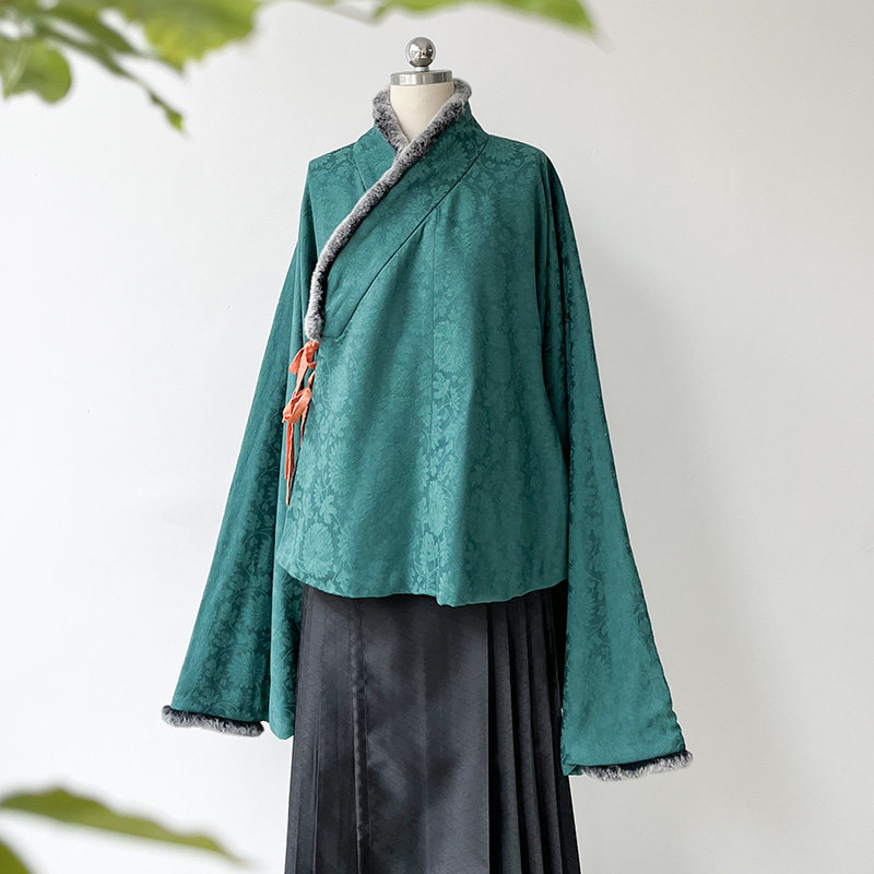 春下汉服秋冬女士交领琵琶袖袄提花棉宋貉袖圈毛    雪清秋阑,女装/女士精品,汉服上装,淘宝优惠券,粉丝福利购,淘宝优惠卷