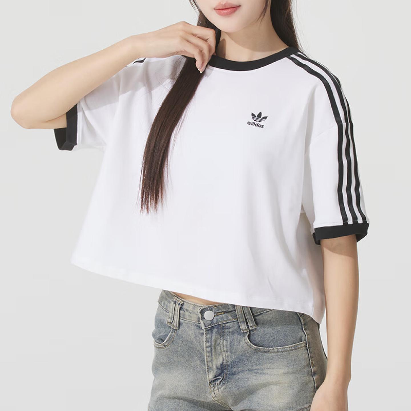 阿迪达斯三叶草T恤女装2025夏季新款短袖女休闲上衣JC8149 JC8150