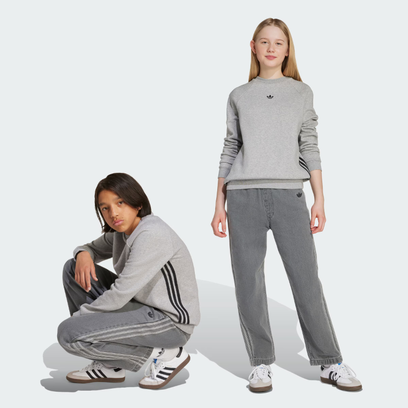 Adidas阿迪达斯男女大童宽松舒适牛仔运动长裤秋季三叶草JV7802