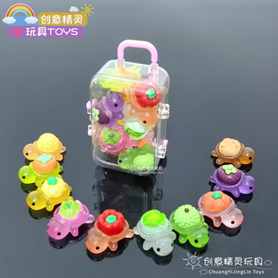 新款夜光彩色水果蔬菜小乌龟对对碰儿童玩具车载装饰桌面摆件礼物