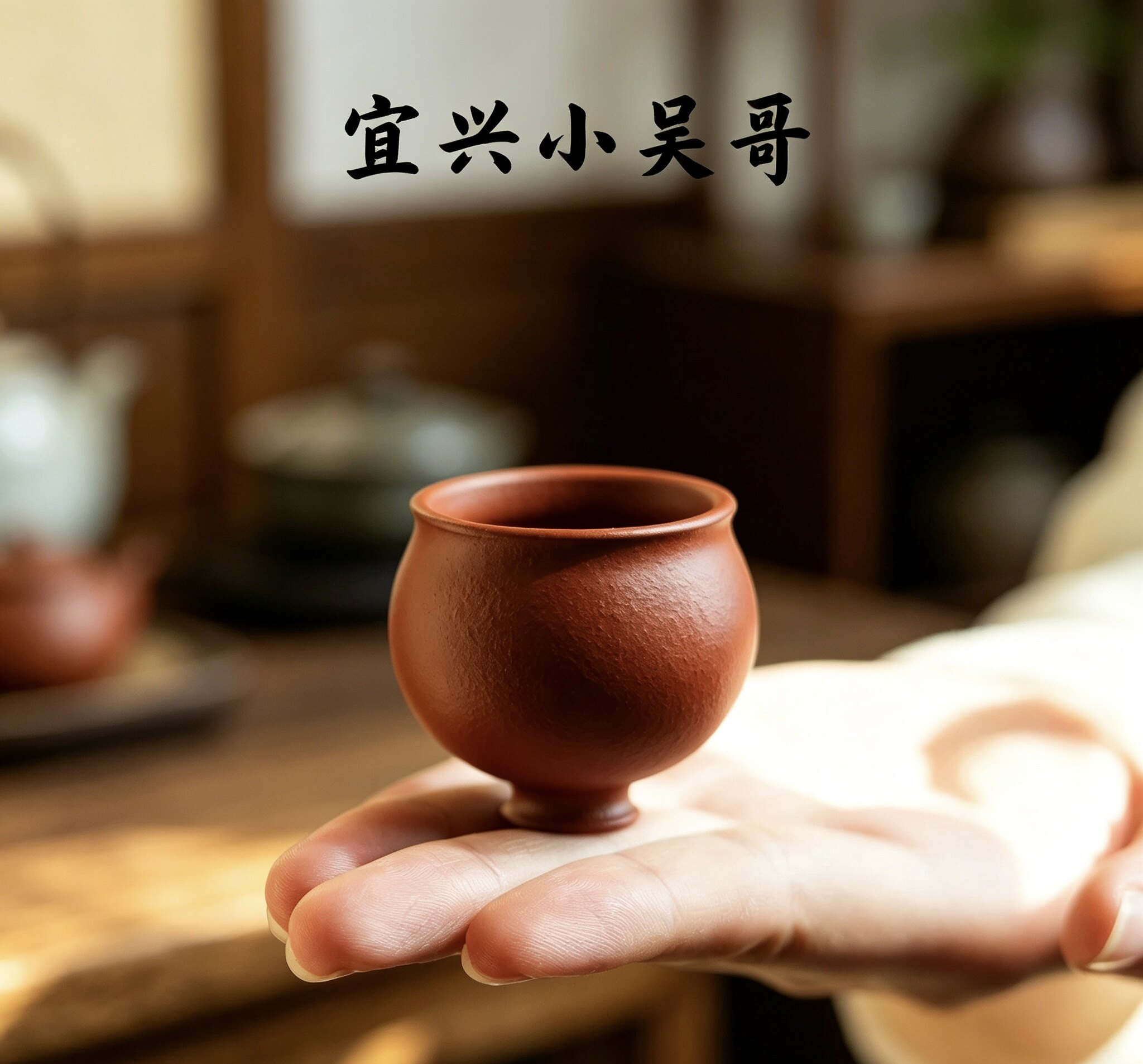 壶缘乐茶器40CC朱泥功夫小杯《圆滚滚》原矿朱泥品茗小杯手工制作图片