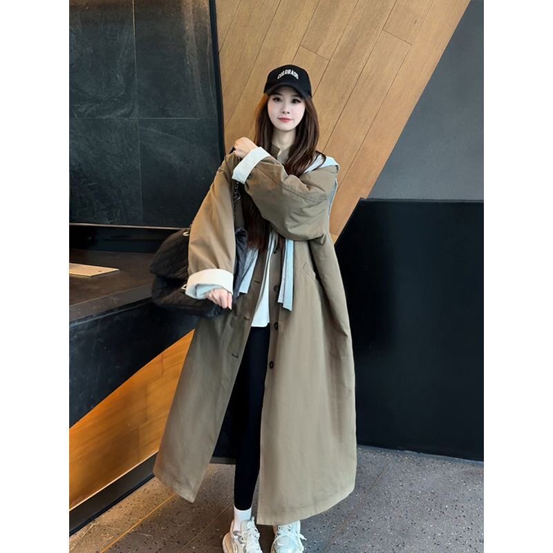 单排扣显瘦棉服女2025年冬季风衣