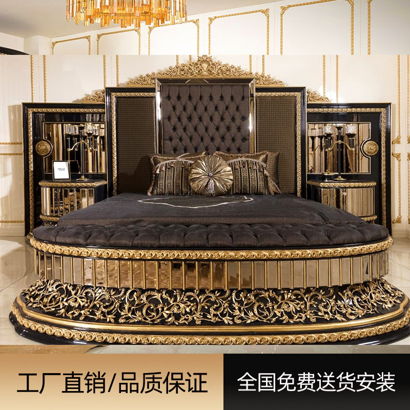 意大利主卧复古双人床1.8米法式雕花实木床欧式宫廷豪华婚床定制