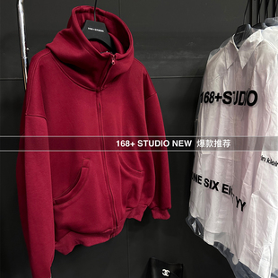 安格拉红色净版纯色拉链开衫卫衣外套女2025新款爆款春秋宽松韩版