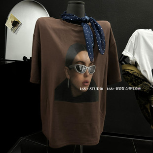 宽松韩版 大码 中长款 欧货大版 半袖 t恤女2025新款 冬季 洋气 垫肩短袖