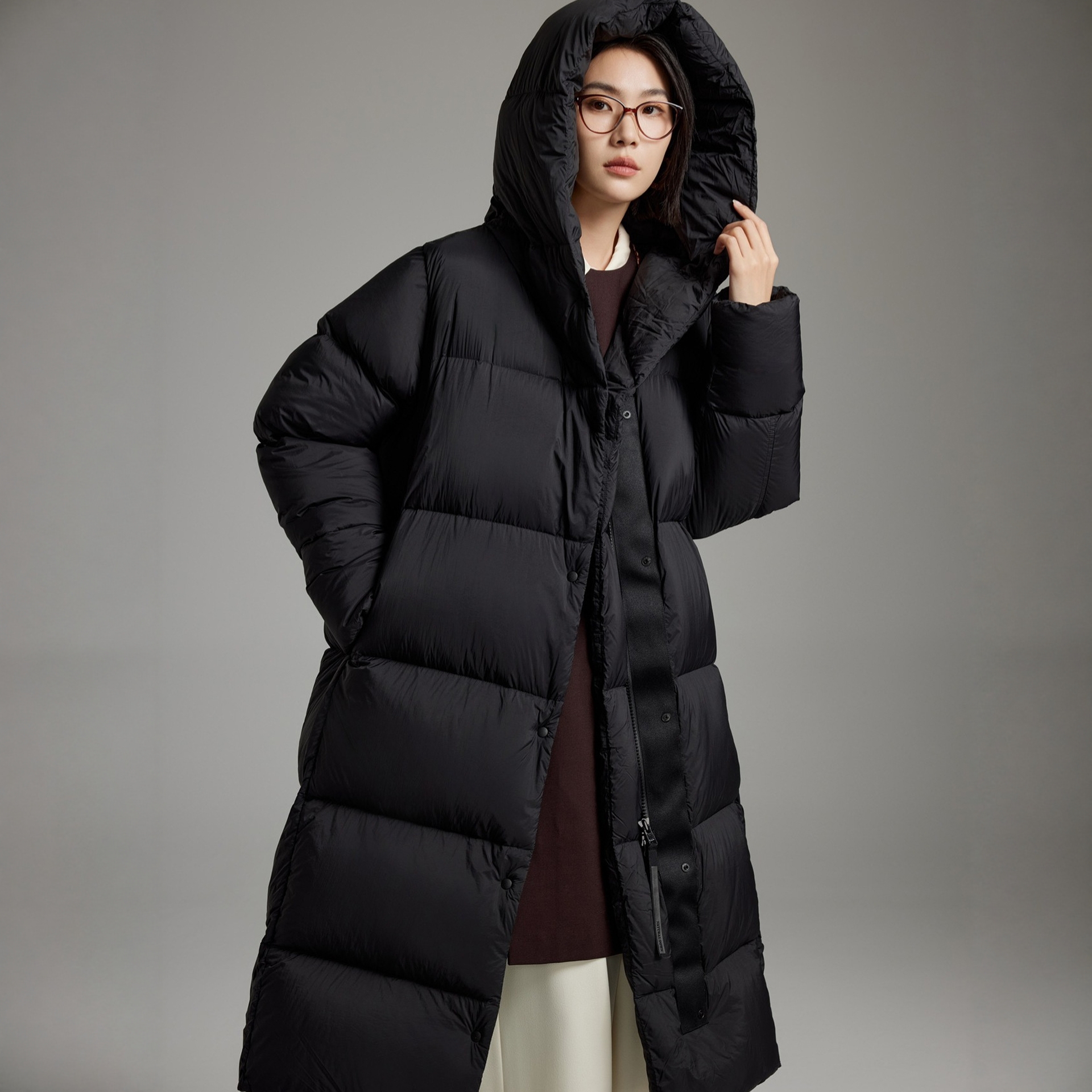 王牌御寒！长款加厚连帽90鹅绒服