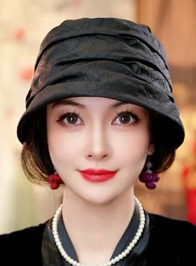 高档香云纱香妃帽出游简约女士四季渔夫帽0764