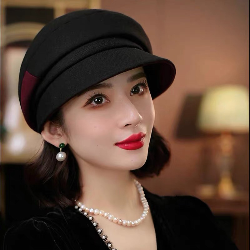 [限时卷后69元】贝雷帽秋冬季帽子女羊毛混纺韩版羊毛呢蓓蕾帽