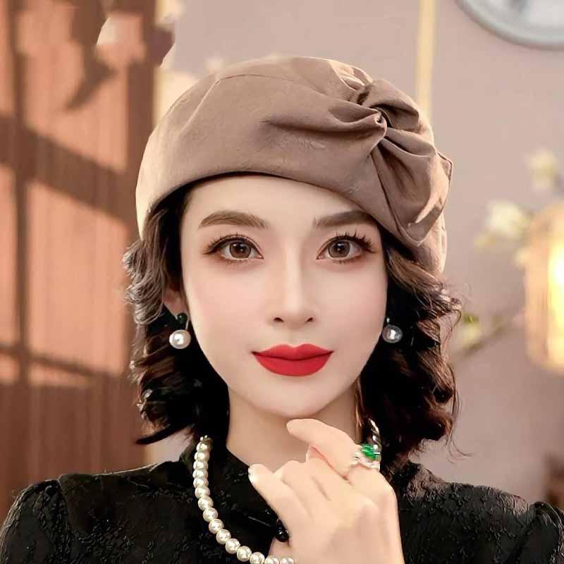 贝雷帽女士画家帽复古圆顶帽