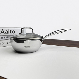 chockmen卓德铭18/10不锈钢加厚单柄小奶锅不粘锅多用锅带导流口