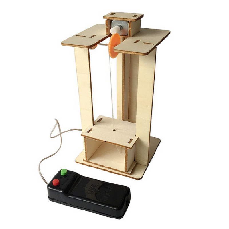 中学物理实验教具 学校科技馆科教创意拼装电梯升降台模型 材料包