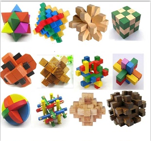 数学教具学生创意科教礼物鲁班锁孔明锁三通六通12根18柱神龙摆尾