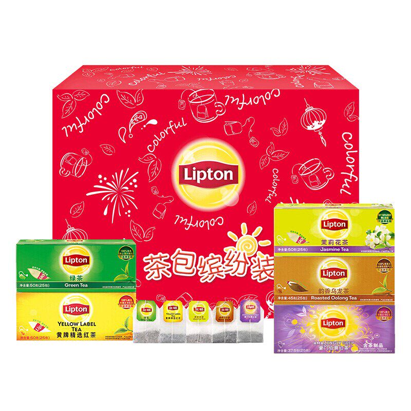 立顿Lipton 红茶 茶叶礼盒茶包精选装5种口味125包245g红茶绿茶