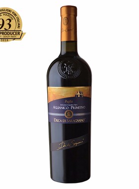 意大利原瓶口Aglianico Primitivo塞朗公爵普利亚干红葡萄酒750ml