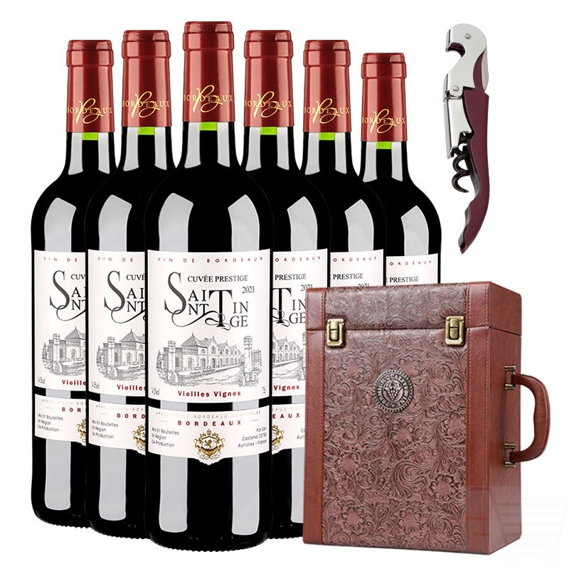 圣汀格SAINT TINGE波尔多红酒14.5度干红葡萄酒金奖750mlx6支皮箱