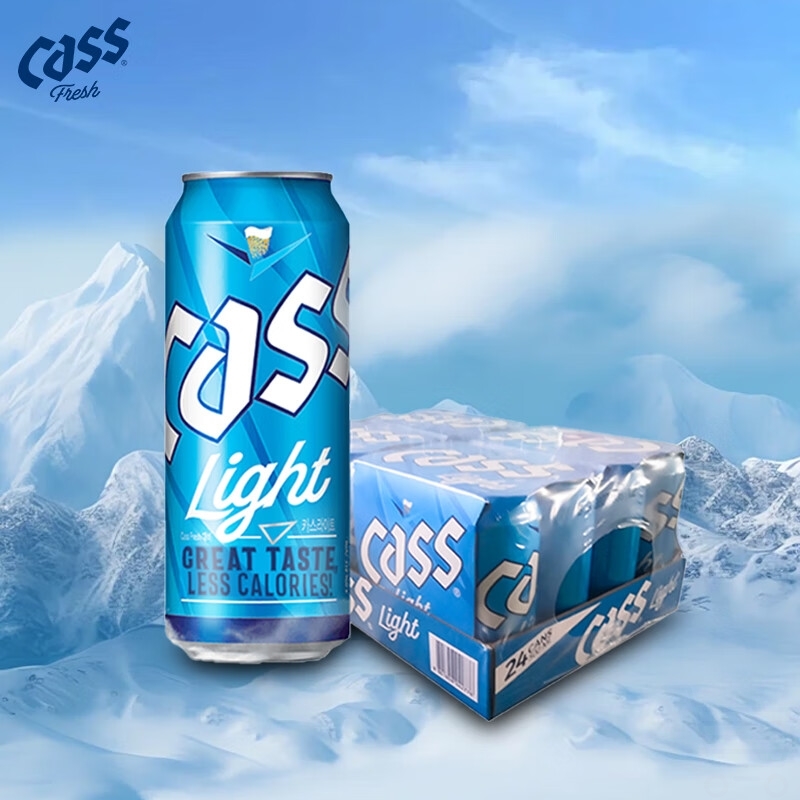 凯狮CASS啤酒 500ml*24罐 淡爽原味 4度 韩国原装进口冰霜蓝罐