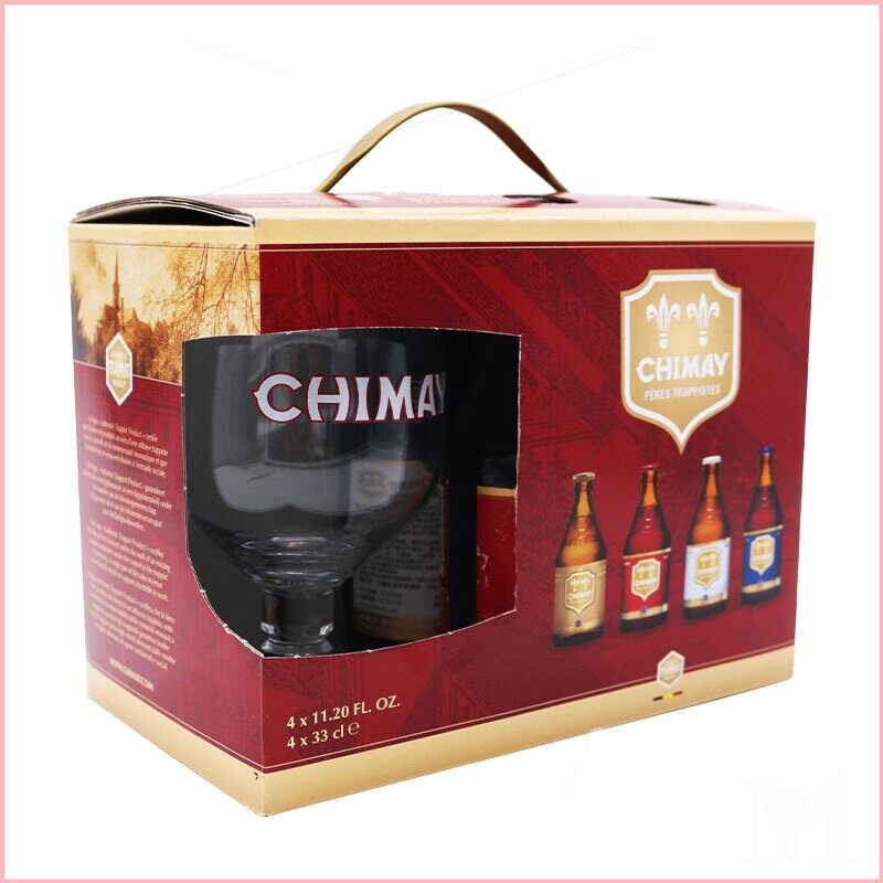 智美(Chimay)啤酒礼盒 精酿 啤酒 330ml*4瓶+酒杯一支 礼盒装